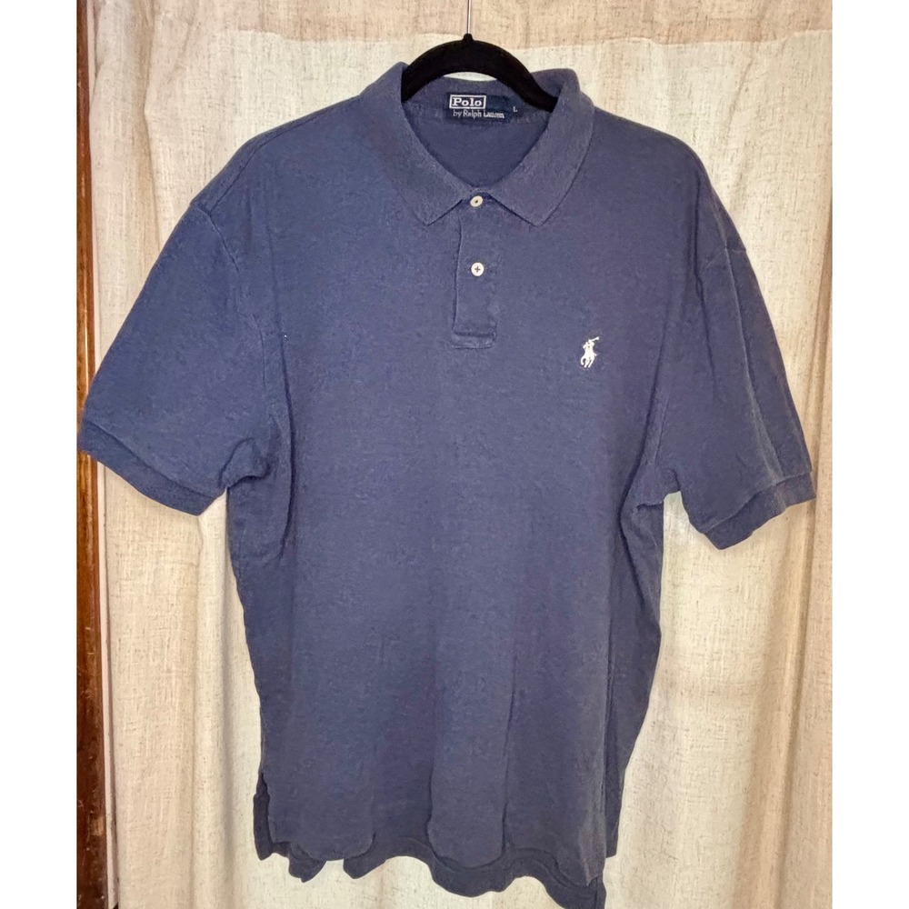 Polo Ralph Lauren Mens Large Blue‎ Short Sleeve Classic Fit Cotton Polo Shirt